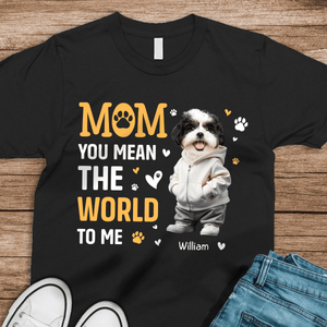 GeckoCustom Custom Face Photo You Mean The World Dark Sweatshirt For Dog Lovers HO82 893496 Basic Tee / Black / S