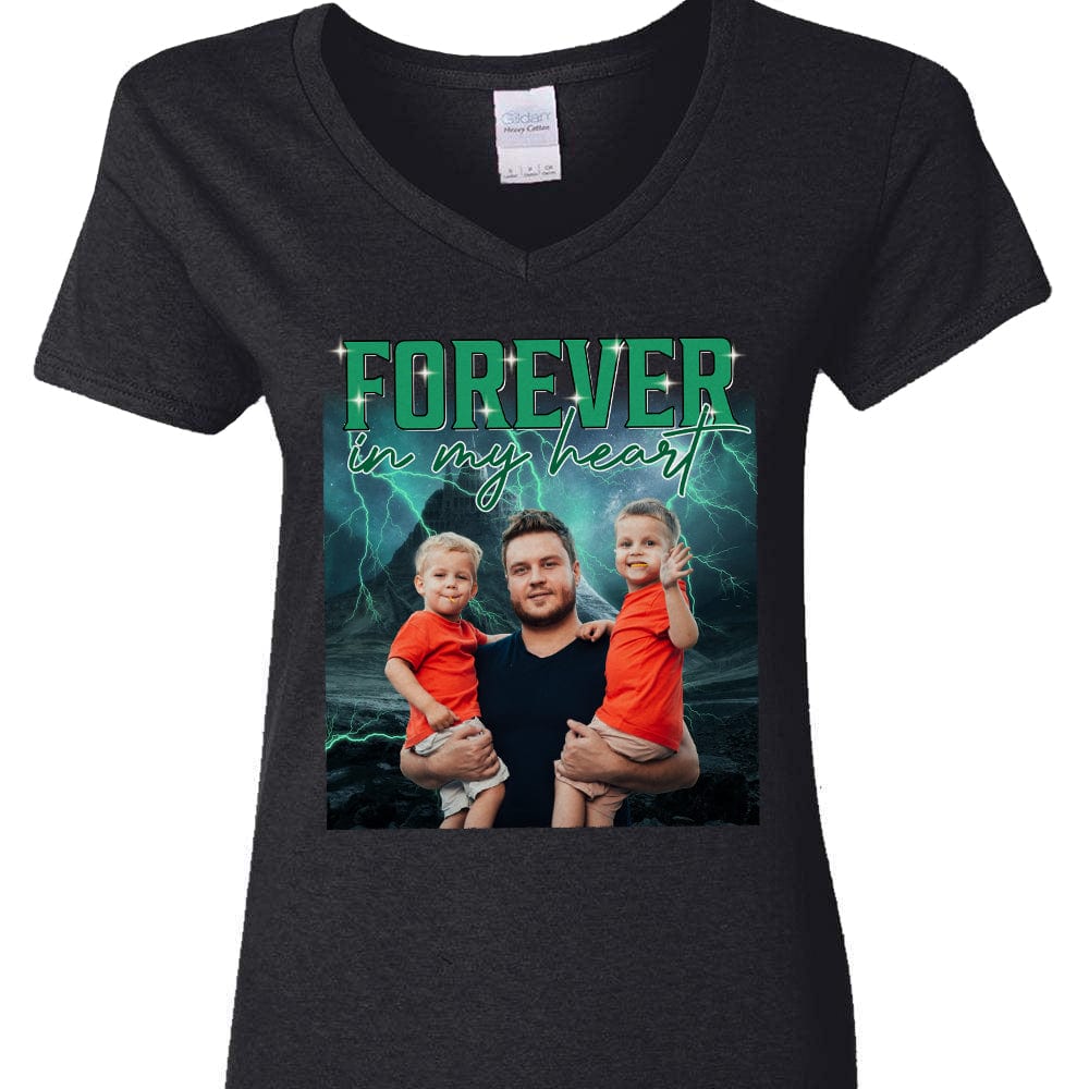 GeckoCustom Custom Face Portrait Photo Vintage Style Shirt N304 889685 Women V-neck / V Black / S