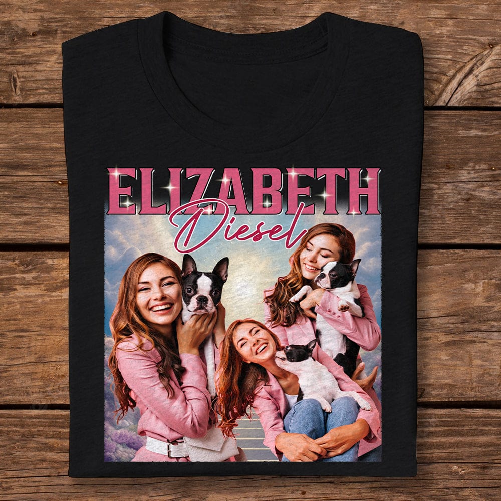 GeckoCustom Custom Face Portrait Photo Vintage Style Shirt T368 889685 Basic Tee / Black / S