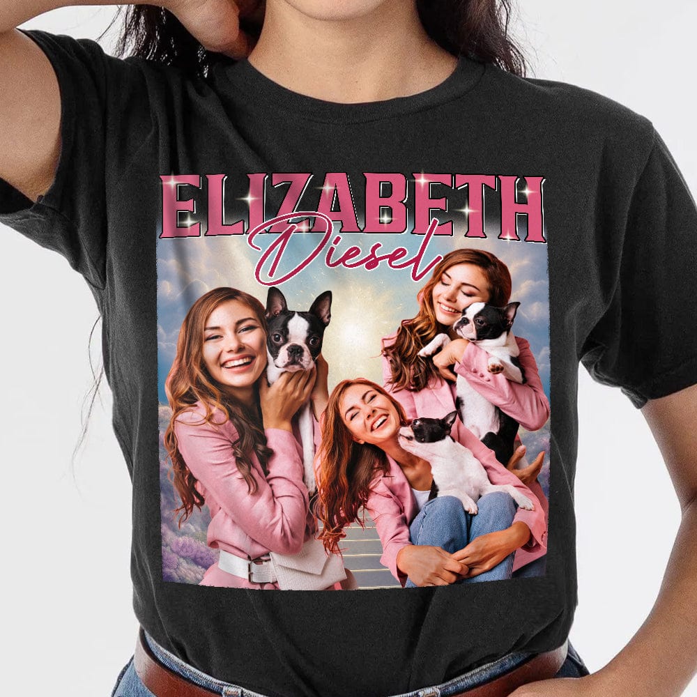 GeckoCustom Custom Face Portrait Photo Vintage Style Shirt T368 889685 Women Tee / Black Color / S
