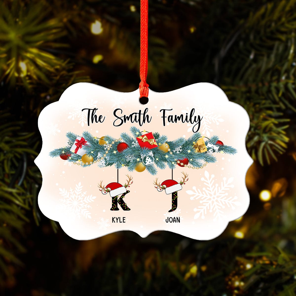 GeckoCustom Custom Family First Letter Name Christmas Irregular Ceramic Ornament HO82 893304 10cm*6.3cm