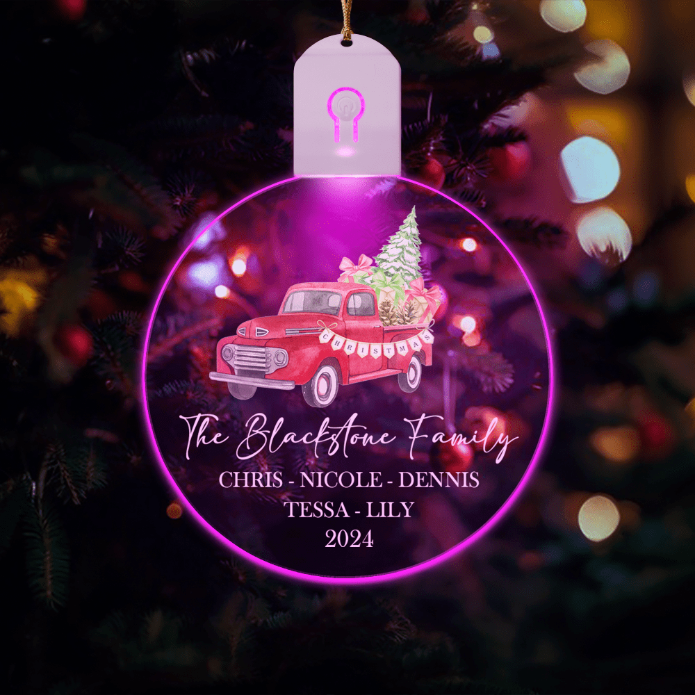 GeckoCustom Custom Family Name Christmas Led Acrylic Ornament HO82 893256 3 inches