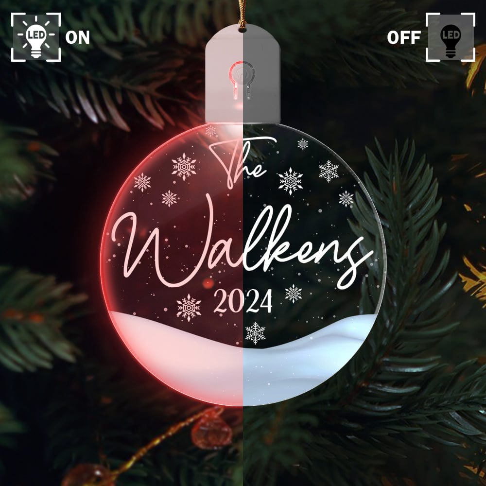GeckoCustom Custom Family Name Christmas LED Acrylic Ornament TH10 892089 3 inches