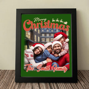 GeckoCustom Custom Family Photo and Name Merry Christmas Poster Canvas Picture Frame TH10 891789