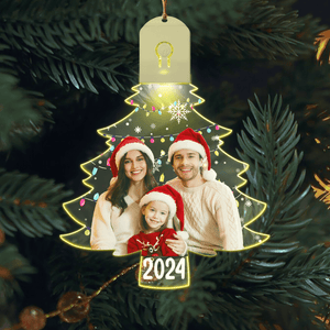 GeckoCustom Custom Family Photo On Christmas Tree Led Acrylic Ornament HO82 893248 3 inches