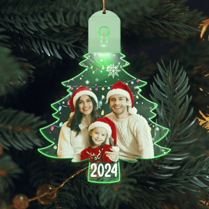 GeckoCustom Custom Family Photo On Christmas Tree Led Acrylic Ornament HO82 893248 3 inches