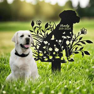 GeckoCustom Custom Floral Dog Memorial Garden Stake TH10 891687