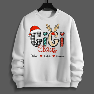 GeckoCustom Custom Grandkid Name Gigi Papa Claus Christmas Shirt Best Gift For Family, Christmas Idea Gift HO82 893156 Sweatshirt (Favorite) / Ash Color / S