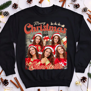 GeckoCustom Custom Human Face Photo Merry Christmas Sweatshirt TH10 892021