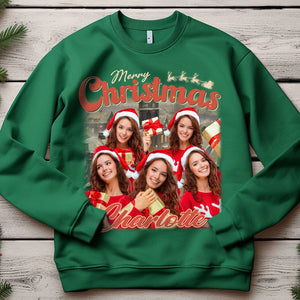 GeckoCustom Custom Human Face Photo Merry Christmas Sweatshirt TH10 892021