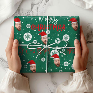 GeckoCustom Custom Human Face Photo Merry Christmas Wrapping Papper HO82 895002