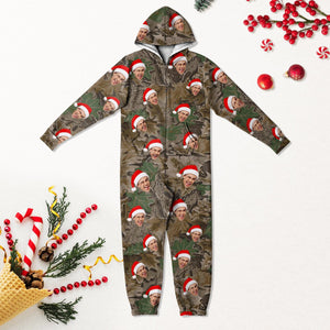 GeckoCustom Custom Human Face Photo With Camo Background Onesie Pajamas HO82 8933678