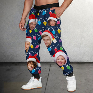 GeckoCustom Custom Human Face Photo With Colorful Christmas Lights Sweatpants N304 889910