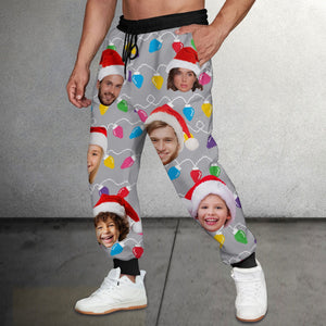 GeckoCustom Custom Human Face Photo With Colorful Christmas Lights Sweatpants N304 889910