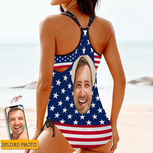 GeckoCustom Custom Human Face Photo With Flag Background Tankini Swimsuit N304 890160