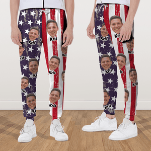 GeckoCustom Custom Human Face Photo With Flag USA Grunge Background Sweatpants N369 889844