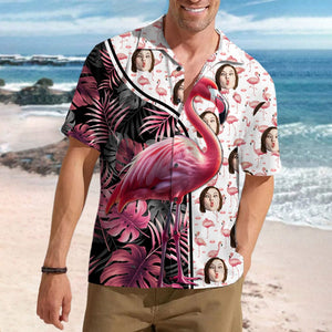 GeckoCustom Custom Human Face Photo With Flamingo Hawaii Shirt K228 890549