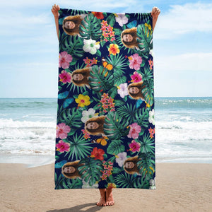 GeckoCustom Custom Human Face Photo With Tropical Beach Towel N304 890665 30"x60"