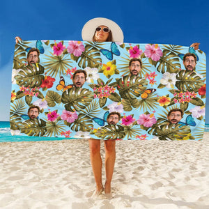 GeckoCustom Custom Human Face Photo With Tropical Beach Towel N304 890665 30"x60"