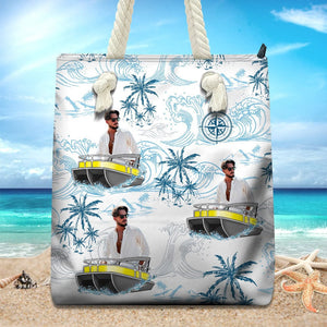 GeckoCustom Custom Human Photo Boating Pontoon Beach Tote Bag HO82 891154 12x14.2 in