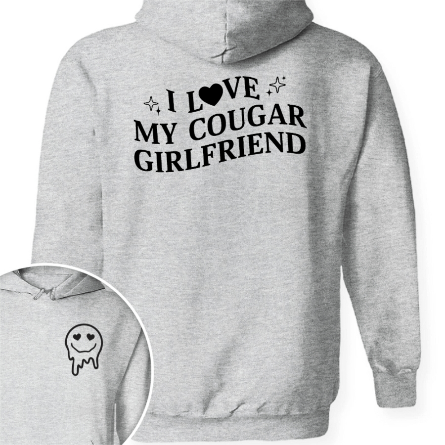 GeckoCustom Custom I Love My Cougar Girlfriend, Wife Shirt Valentine's Day, Anniversary Gift HA75 891818 Pullover Hoodie / Sport Grey Colour / S