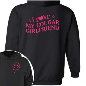 GeckoCustom Custom I Love My Cougar Girlfriend, Wife Shirt Valentine's Day, Anniversary Gift HA75 891818 Pullover Hoodie / Black Colour / S