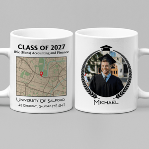 GeckoCustom Custom Map Photo Graduation Gift Personalized Graduation Senior Coffee Mug 890335