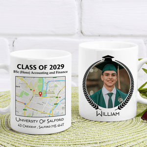 GeckoCustom Custom Map Photo Graduation Gift Personalized Graduation Senior Coffee Mug 890335