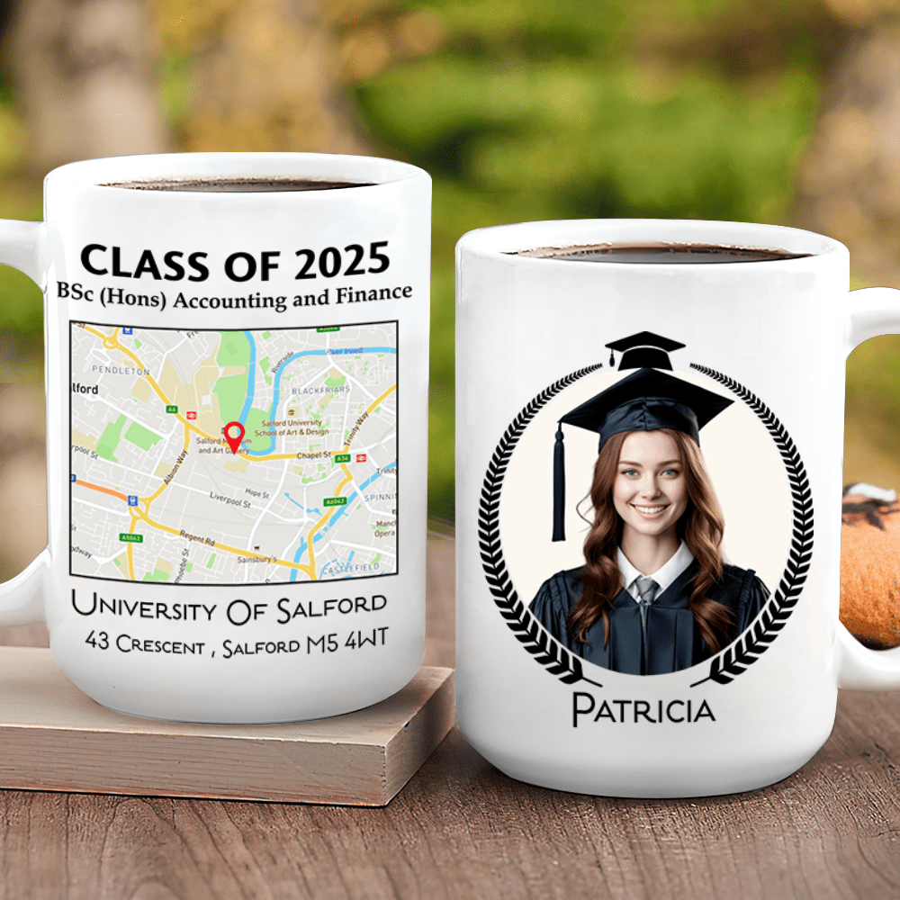 GeckoCustom Custom Map Photo Graduation Gift Personalized Graduation Senior Coffee Mug 890335