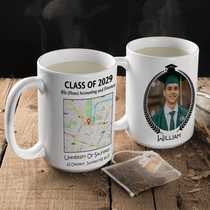 GeckoCustom Custom Map Photo Graduation Gift Personalized Graduation Senior Coffee Mug 890335