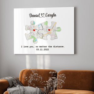 GeckoCustom Custom Map Puzzle Piece Canvas Picture Frame Couple Valentine Gift HA75 891792