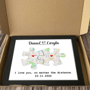 GeckoCustom Custom Map Puzzle Piece Canvas Picture Frame Couple Valentine Gift HA75 891792