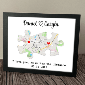 GeckoCustom Custom Map Puzzle Piece Canvas Picture Frame Couple Valentine Gift HA75 891792