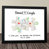 GeckoCustom Custom Map Puzzle Piece Canvas Picture Frame Couple Valentine Gift HA75 891792