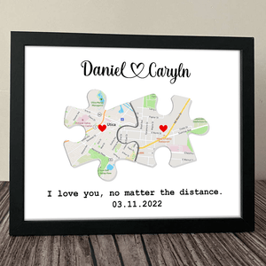 GeckoCustom Custom Map Puzzle Piece Canvas Picture Frame Couple Valentine Gift HA75 891792