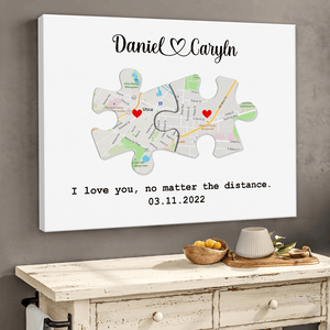 GeckoCustom Custom Map Puzzle Piece Canvas Picture Frame Couple Valentine Gift HA75 891792