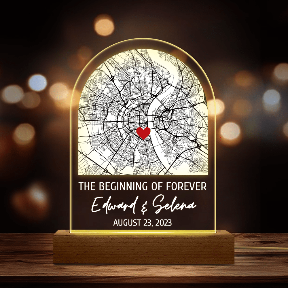 GeckoCustom Custom Map Where It All Began Couple Acrylic Plaque LED Night Light HO82 893356 Acrylic / 4.5"x7.9"