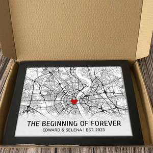 GeckoCustom Custom Map Where It All Began Couple Poster Canvas Picture Frame Gift For Husband Wife, Valentine HO82 893354