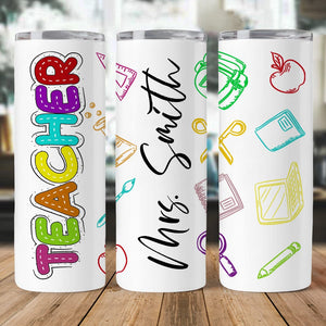 GeckoCustom Custom Name Back To School Skinny Tumbler TH10 891459 20 oz