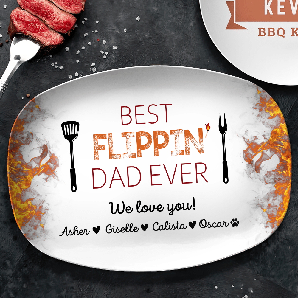 GeckoCustom Custom Name Best Flippin Dad Ever Personalized Gift Platter HA75 890702