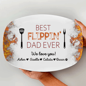 GeckoCustom Custom Name Best Flippin Dad Ever Personalized Gift Platter HA75 890702