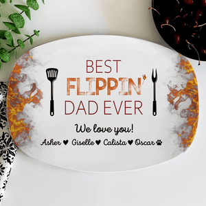 GeckoCustom Custom Name Best Flippin Dad Ever Personalized Gift Platter HA75 890702