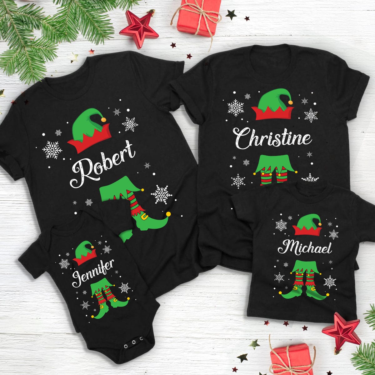 GeckoCustom Custom Name Christmas Elves Christmas Gift For Family Dark Shirt HO82 893028