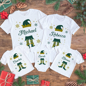 GeckoCustom Custom Name Christmas Elves Family Gift Bright Shirt HO82 893032