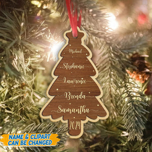 GeckoCustom Custom Name Christmas Tree Family Wood Ornament Personalized Gift HO82 893312 4"x4"