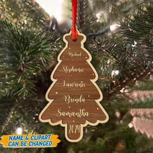 GeckoCustom Custom Name Christmas Tree Family Wood Ornament Personalized Gift HO82 893312 4"x4"
