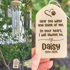 GeckoCustom Custom Name Hear The Wind And Think Of Me Memorial Wind Chimes Personalized Gifts K228 889879