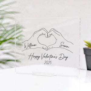 GeckoCustom Custom Name Heart Hand For Valentine's Day Acrylic Plaque and Stand TH10 892337