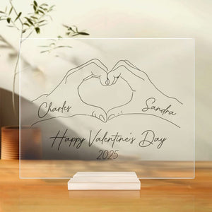 GeckoCustom Custom Name Heart Hand For Valentine's Day Acrylic Plaque and Stand TH10 892337