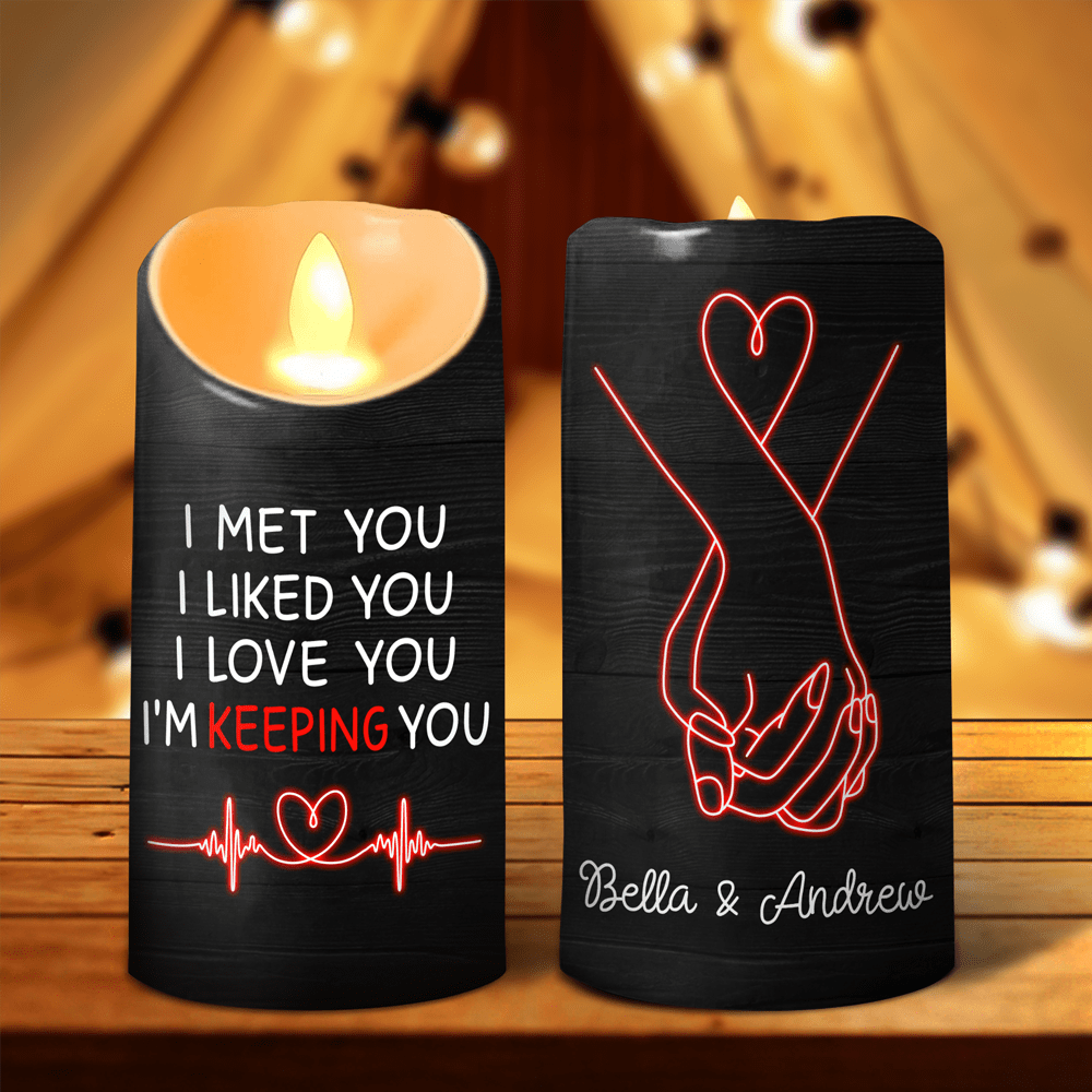 GeckoCustom Custom Name I'm Keeping You Valentine's Day LED Candle TH10 89229